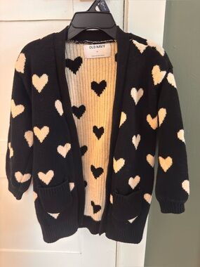 🖤KIDS Old Navy Black and Cream Heart Cardigan